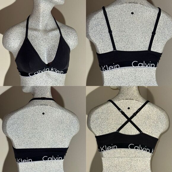 Calvin Klein sz M Black Bralette Triangle Adjustable Convertible Shoulder Strap - Picture 1 of 11